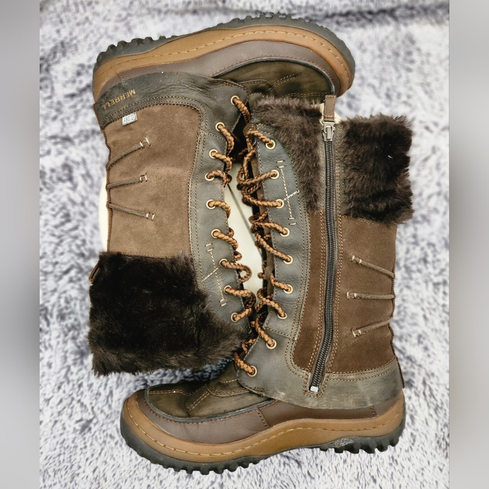 MERRELL Decora Prelude Winter Snow Boot Waterproof Faux Fur Tall 200g Women's 7 - Picture 5 of 9